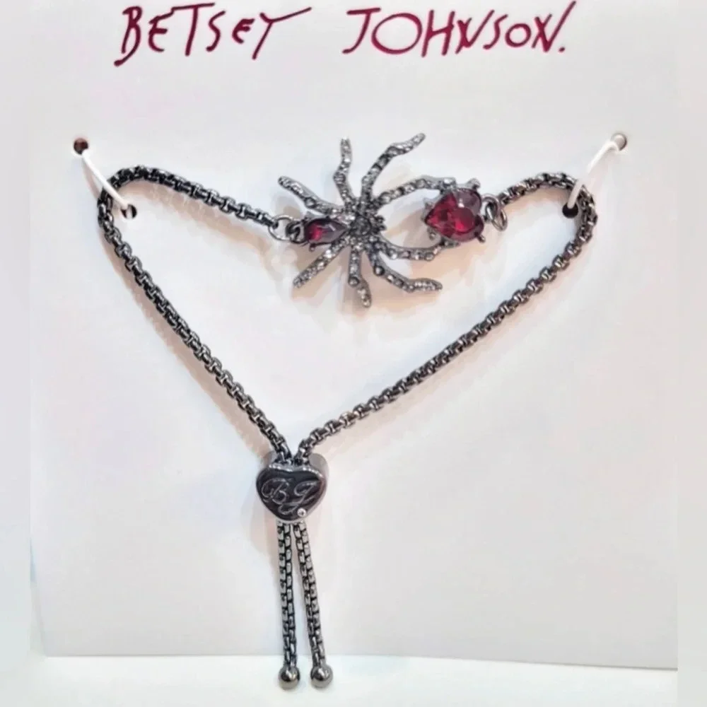 BETSEY JOHNSON SET 4-Piece Halloween Spider Bracelet Necklace Ring Earrings NWT